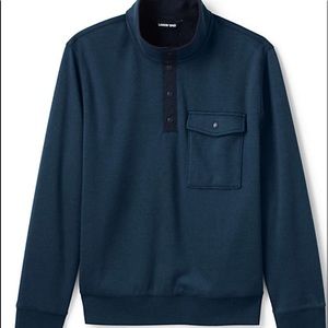 Long sleeve cozy neck navy mock pullover + pocket